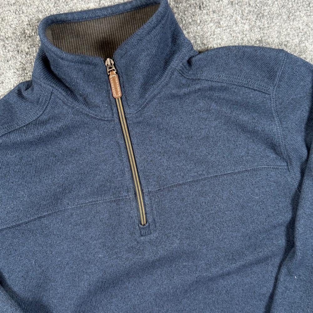 Quarter Zip Pullover Sweater Casual Everyday Blue M Golfcore Preppy Cozy Comfy